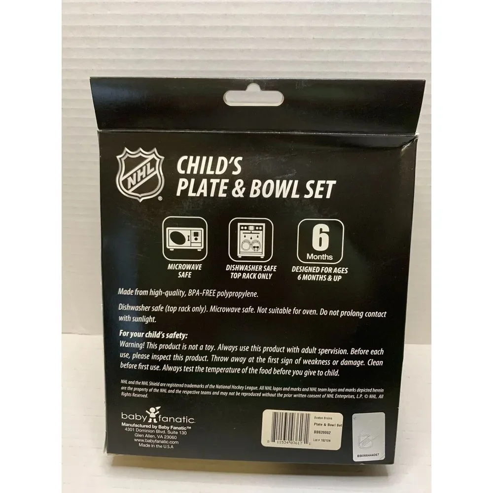 NHL Boston‎ Bruins Child's Plate And Bowl Set NHL  kids